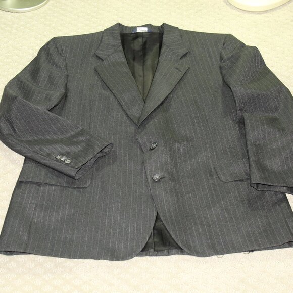 Vtg Union Made in USA Kuppenheimer Mens Gray Pinstripe Wool 2 Button Blazer 46R - Picture 1 of 6